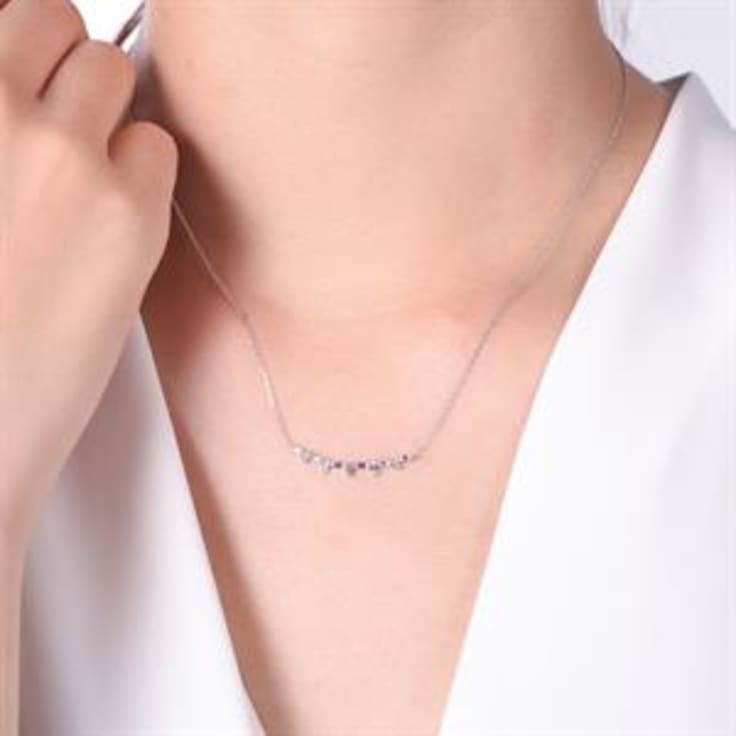 Baguette diamond bar necklace
